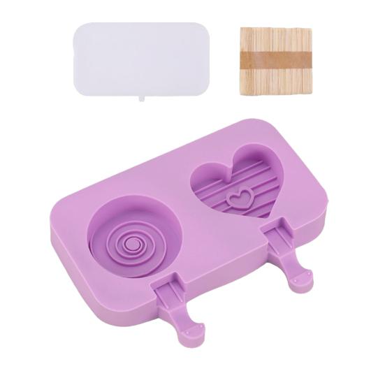 Silicone Popsicle Molds Cartoon Small Popsicles Maker Reusable Non-stick DIY Ice Popsicle Molds with 50 Wooden Sticks D