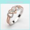 Elegant Rose Gold Two-tone Heart Cross Ring For Fashionable Young Women