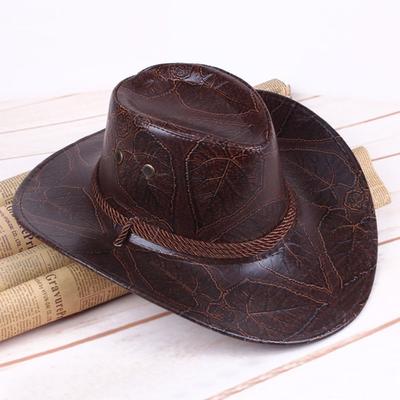 Cowboyhut Ritterhut Damen Herren Lederkappen Western Sonnenhüte Gentleman Jazz Vintage Cap Große Grasland Sommer Herbst Visiere