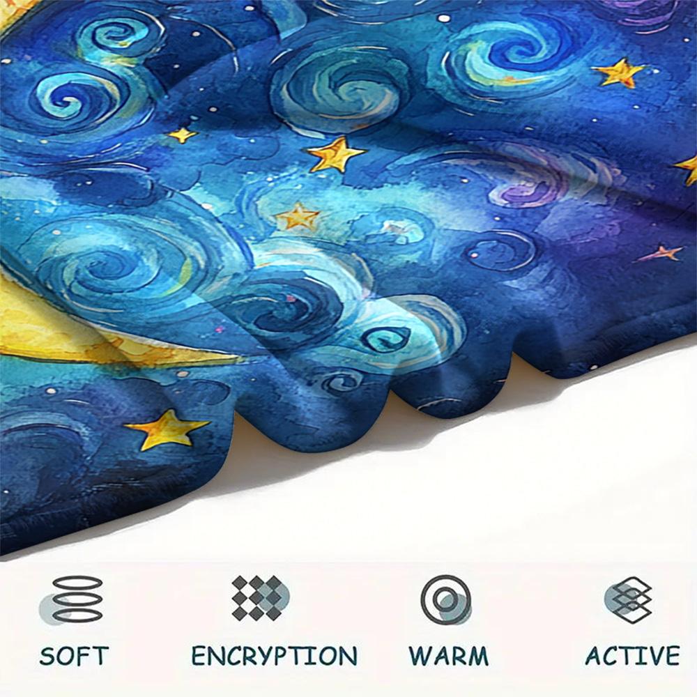 New Moon Print Flannel Blanket, High Quality Comfortable for All Seasons, Home Decor, Warmth and Comfort, Perfect for Christmas Gifts