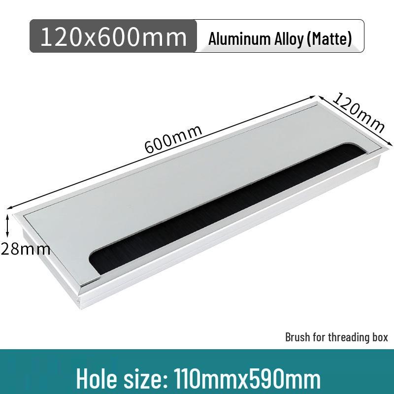 Aluminum Office Desk Cable Cover with Bristles - Sound-Dampening Rectangular Wire Organizer