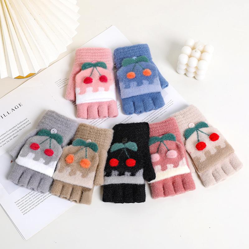 Liebe halbfinger Klapphandschuhe Winter Damen niedlich kalt und warm Wolle nacktfinger halb Student Schreiben AY