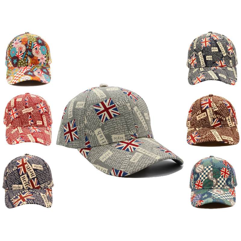 Flag National Uk Character Baseball Cap Printed Letter  Casual Hat  Simple
