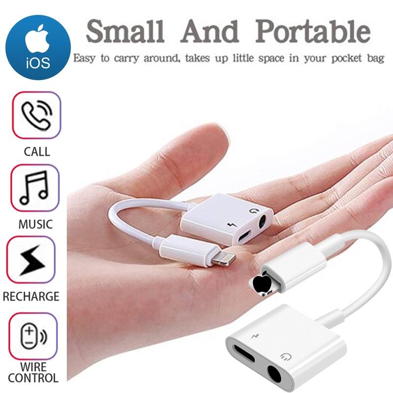Iphone Headphone Adapter Charger 2 In 1 High-quality Tpe Wire Lightweight And Portable