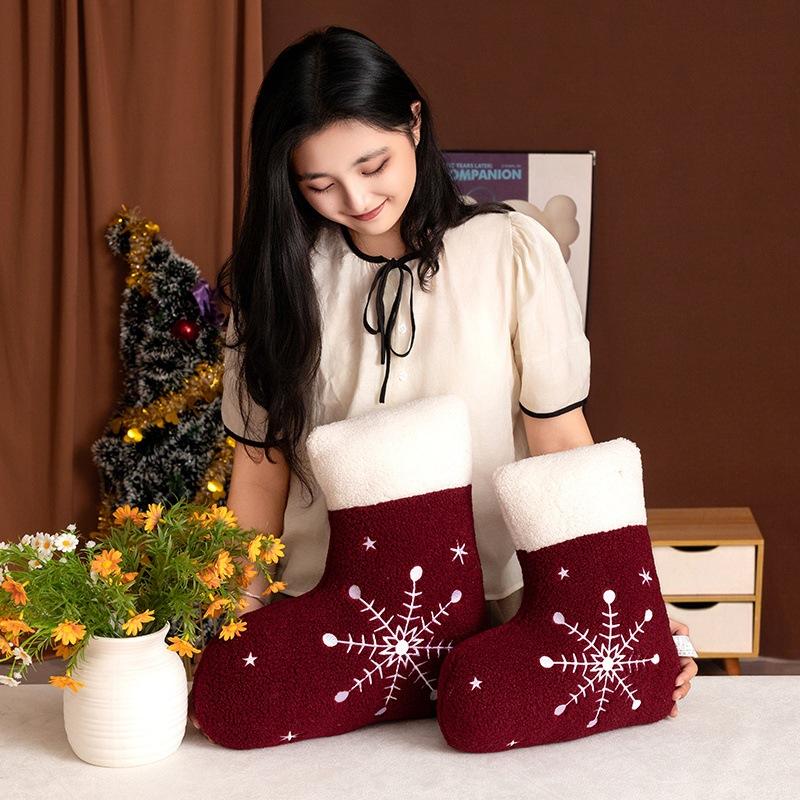 Cartoon Snowflake Christmas Stockings Throw Pillow Plush Toy Christmas Stockings Doll Child Soothing Rag Doll Christmas Gift