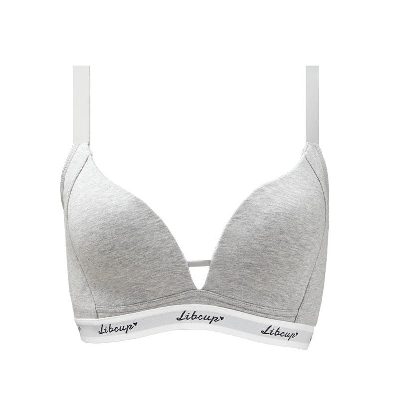Large size seamless French triangle cup underwear women's big breasts show small thin styles gather and close secondary breasts no steel ring bra