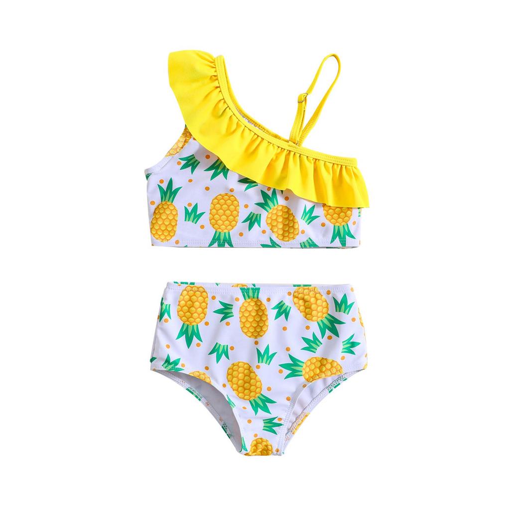 Exclusive Pineapple Print Baby Girl Strappy Swimsuit Set