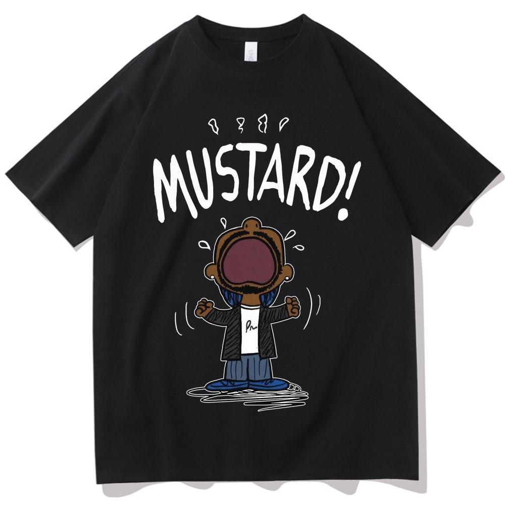 Funny Kendrick Lamar MUSTARD Meme T-Shirt Unisex Short Sleeve Hip Hop Cotton Graphic Summer Tee Loose Music Lover Apparel