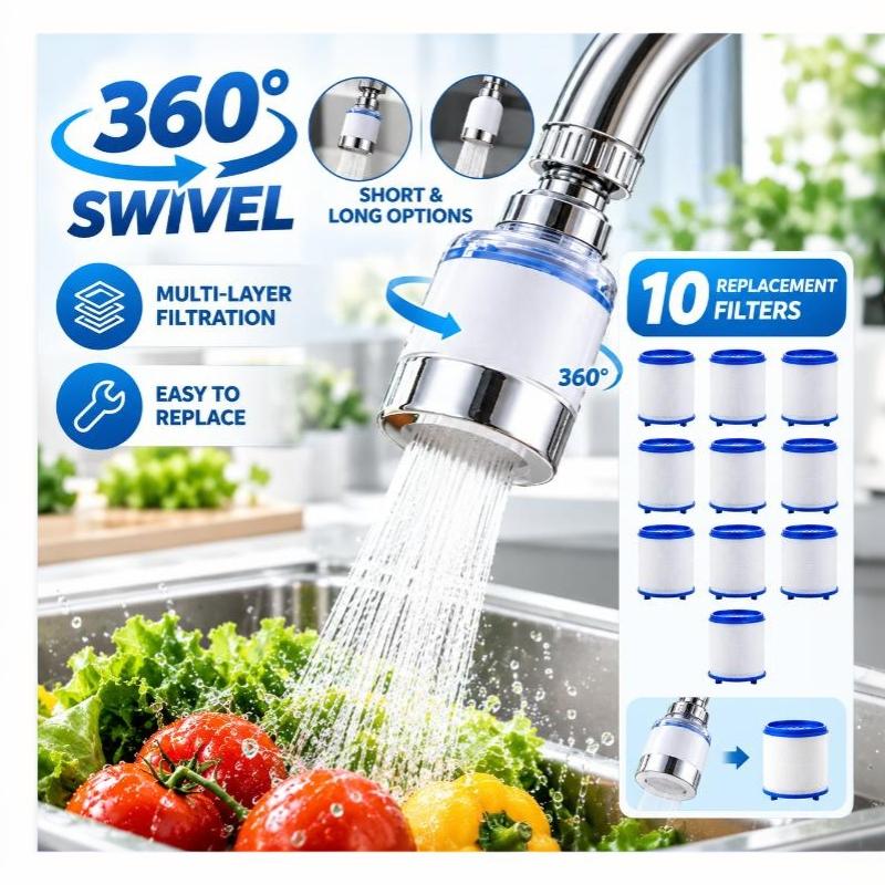 Filtre à Eau Universel pour Robinet Avec Rotation à 360 Degrés Et Filtration Efficace des Impuretés Parfait Pour la Cuisine Salle de Bain Usage Quotidien