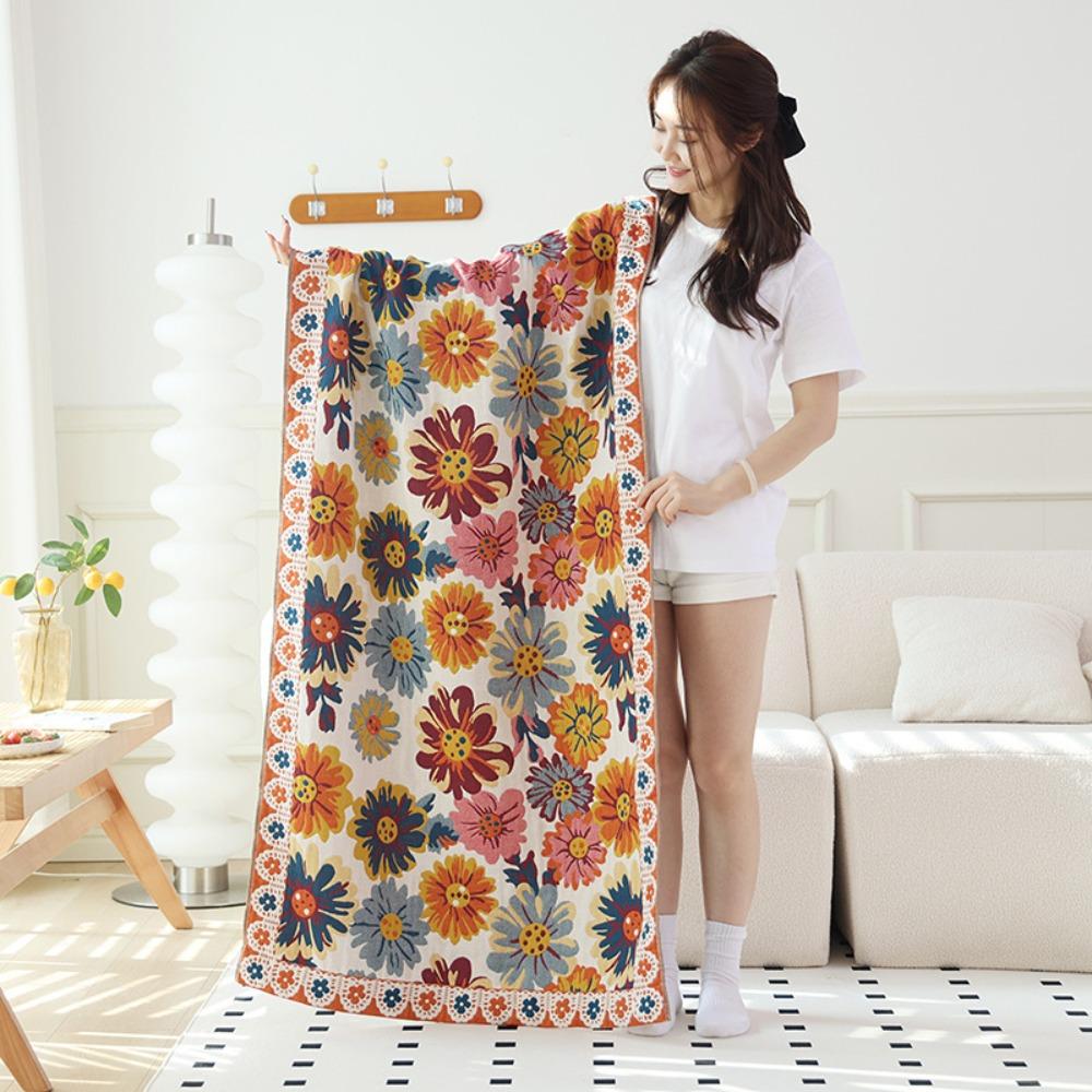 Multi Layer Beach Towel Absorbent Baby Blanket Comfortable Cotton Gauze Bath Towel  Swimming