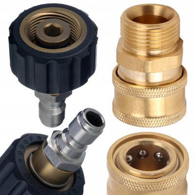 Adapter Obrotowy M22x1.5 na 3/8 Szybkozłączka – Wysoka Odporność na Ciśnienie 4000 PSI | Nierdzewny + Mosiądz | 30 l/min | 90°C