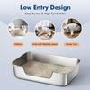Stainless Steel Cat Litter Box Low Entry for Senior or Injured Cats, Odor-Free & Easy To Clean, 17.5'x13.6'x5.9', for Medium & S