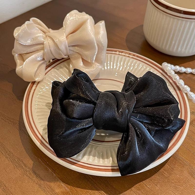 Solid Color Mesh Bow Hair Clip for Woman elegant Shark Clip Fashion Girl ball Head Hair Clip Hair accessories