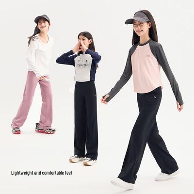 KIYA Girls' Knitted Straight Leg Casual Sweatpants