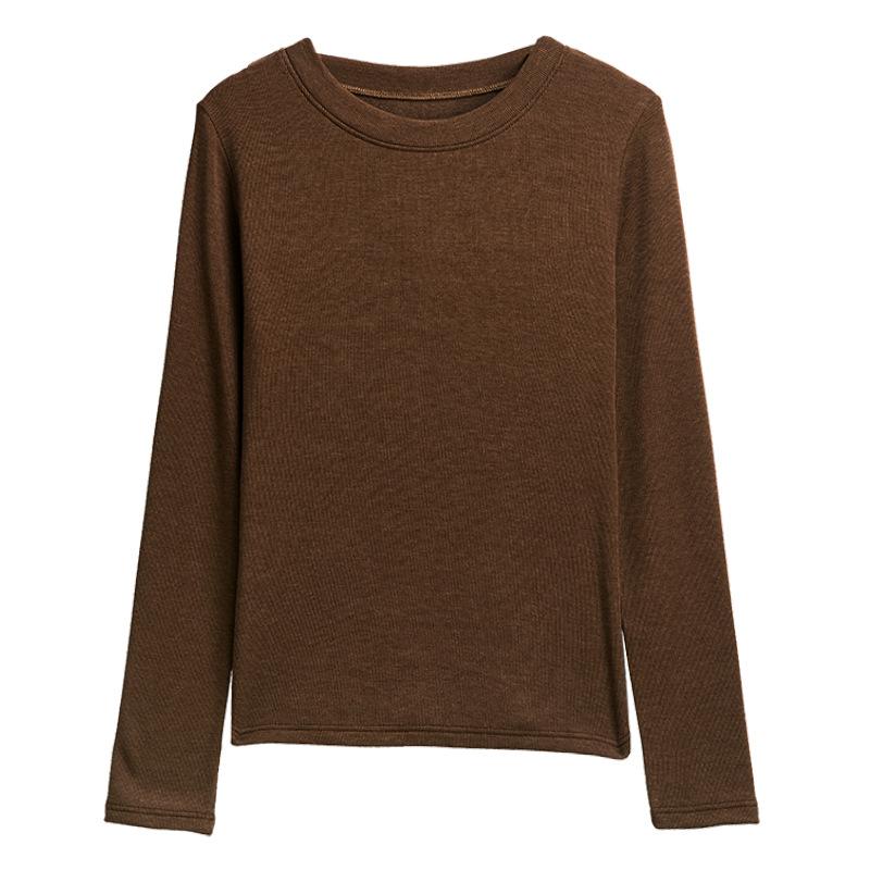 Faux Cashmere Round Neck Base Layer Women Premium Can Be Outer Wear Long Sleeve T Shirt Autumn Winter Brushed Top