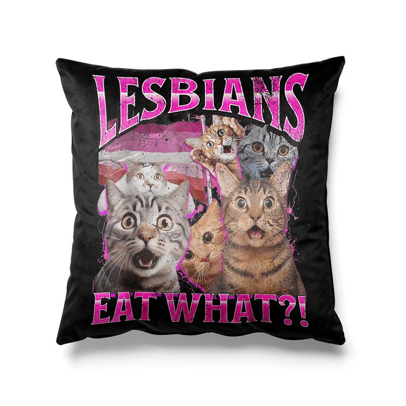 Aertemisi 18'' x 18'' Lesbians Eat What Funny Cat LGBTQ+ Square Throw Pillow Cushion Covers Cases Pillowcases 45cm x 45cm