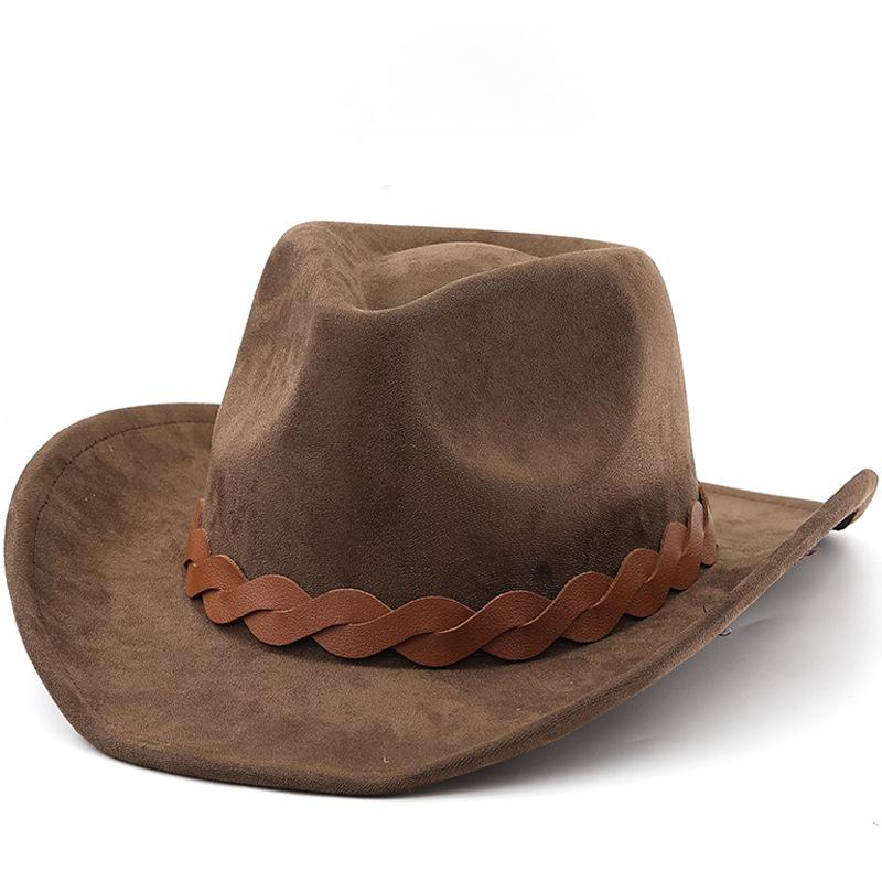 Nouveau chapeau européen et américain en laine suède chapeau de couple homme et femme chapeau haut de forme western cowboy en laine