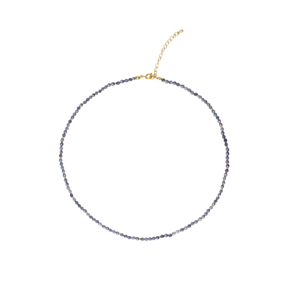 Bien Vetu 3Mm Carved Sapphire Gold Ring Layered Necklace