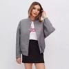 Grey Wool Blend Short Jacket for Women Casual Sports Style