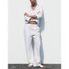 Summer New Product Women's Clothes American Minimalist White Linen Blend Straight-leg High Waist Casual Trousers 9929041