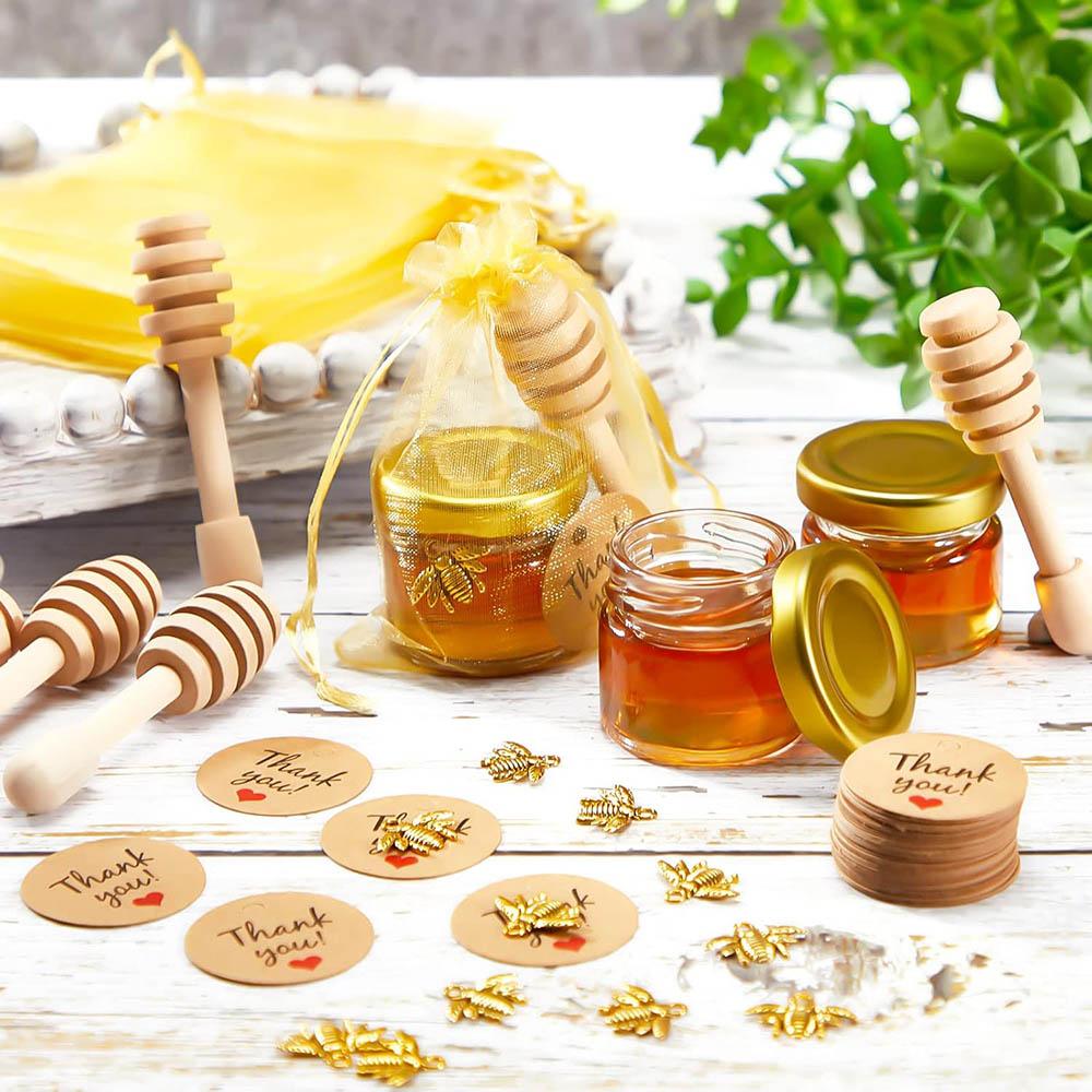 1oz Personalized Guest Gift Honey Jar for Bulk Mini Glass Pot with Wedding Stickers or Small Bottle with Lid Wholesale Lots