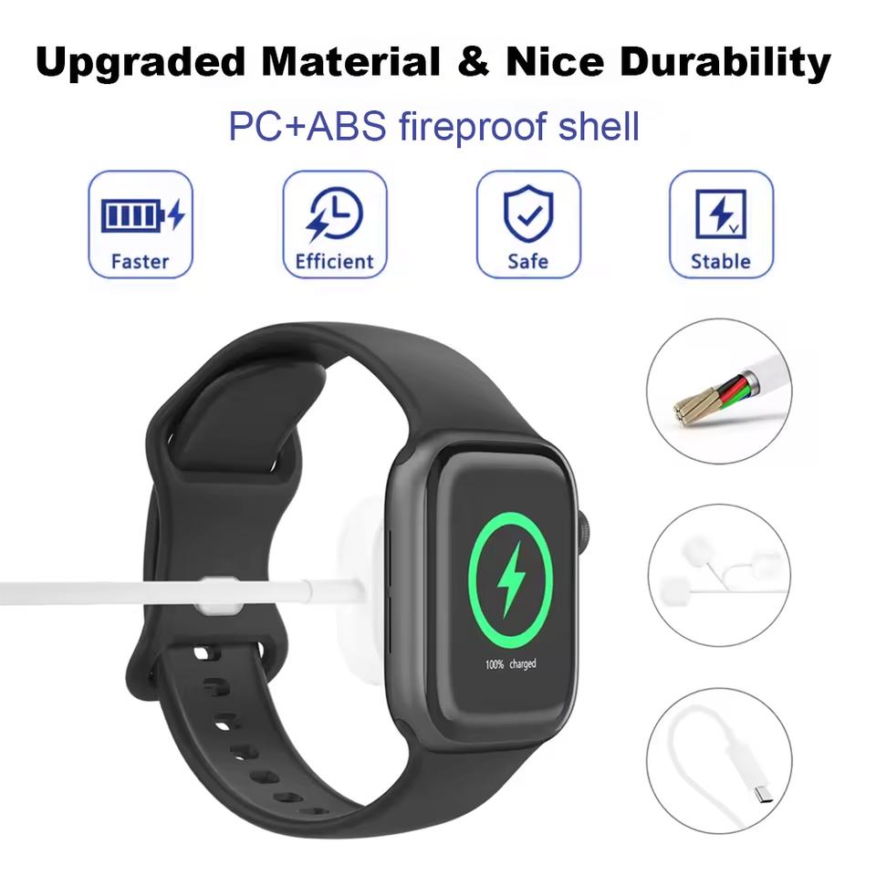 Magnetic Wireless Charging Cable, USB‑A & Type‑C Fast Charger Cord for Apple Watch Series 10 9 8 7 6 5 4 3 2 1, Ultra iWatch