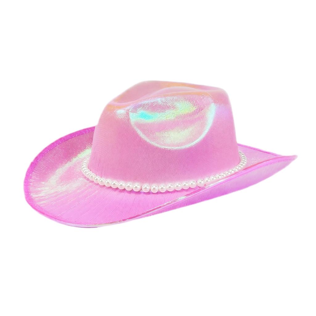 Adult Colorful Pearlescent Hat with Trim for Western Theme Party