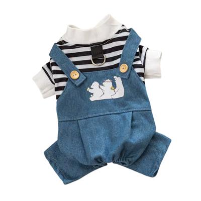 Haustier-T-Shirt Niedlicher Hund-Overall Ziehbar Cartoon Haustier Trägerhose Mode Atmungsaktiv Welpen-Outfit Cosplay Party