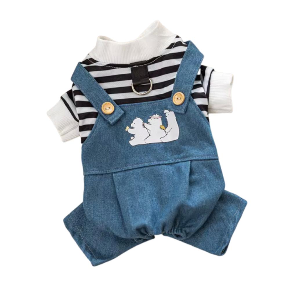 Cute Dog Jumpsuit Towable Dog Stripes Vest Pet T-Shirt Dog Sweatshirt  Travel