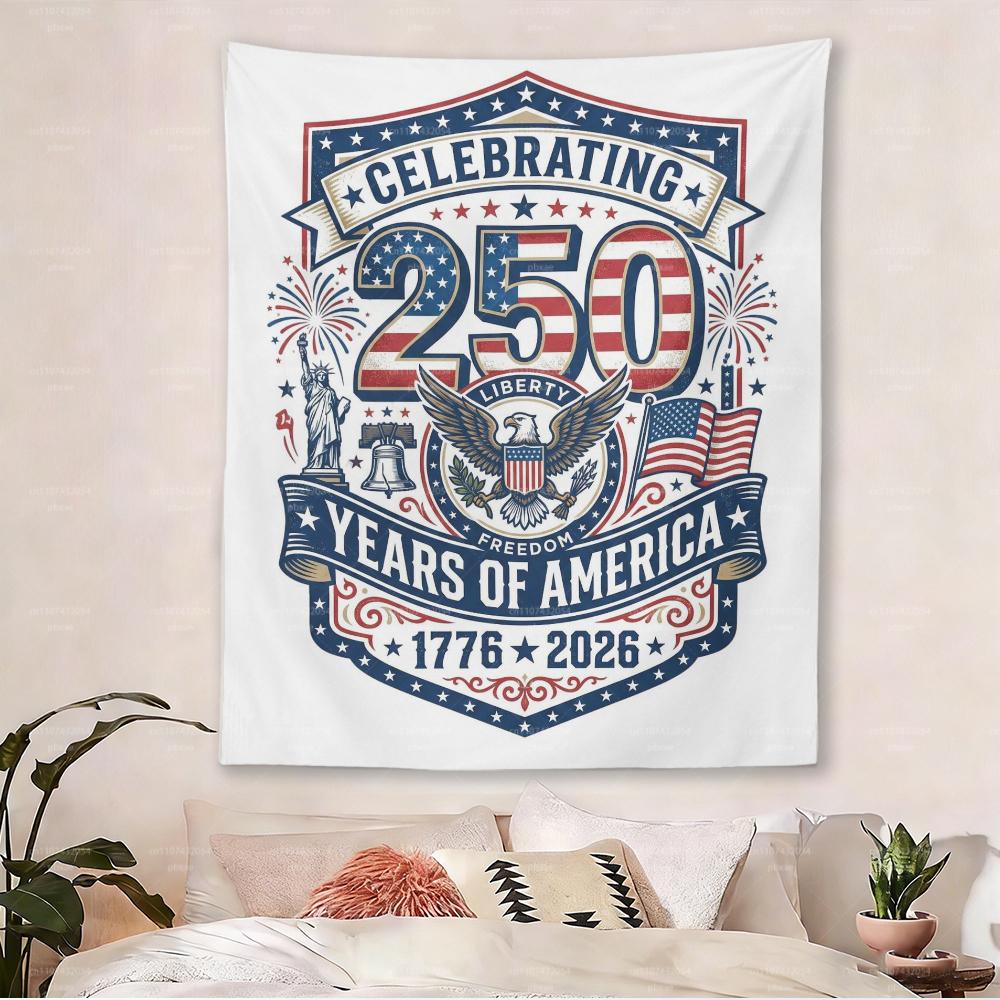 

America 250th Anniversary Patriotic Tapestry Kawaii Hippie Style Wall Hanging for Living Room Bedroom Home Wall Decoration 74x94cm(29x37in)