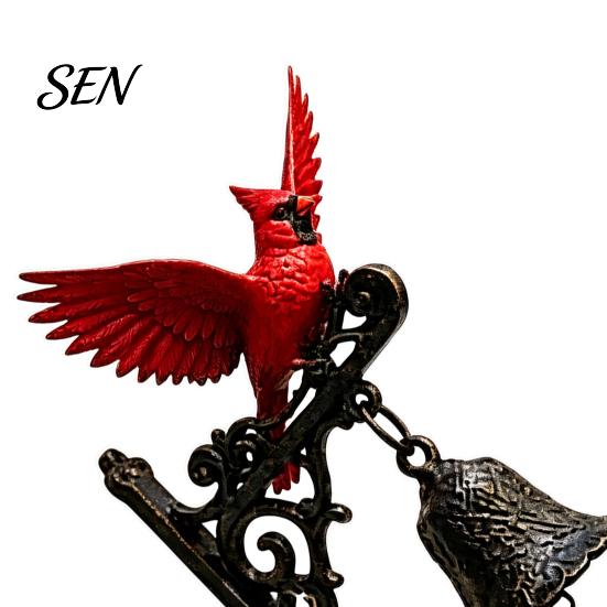 Decorative Accent for Office Red Bird Wall Mounted Doorbell, Resin Garden Hanging Bell, Outdoor Doorbell Home Weatherproof Ornament Farmhouse