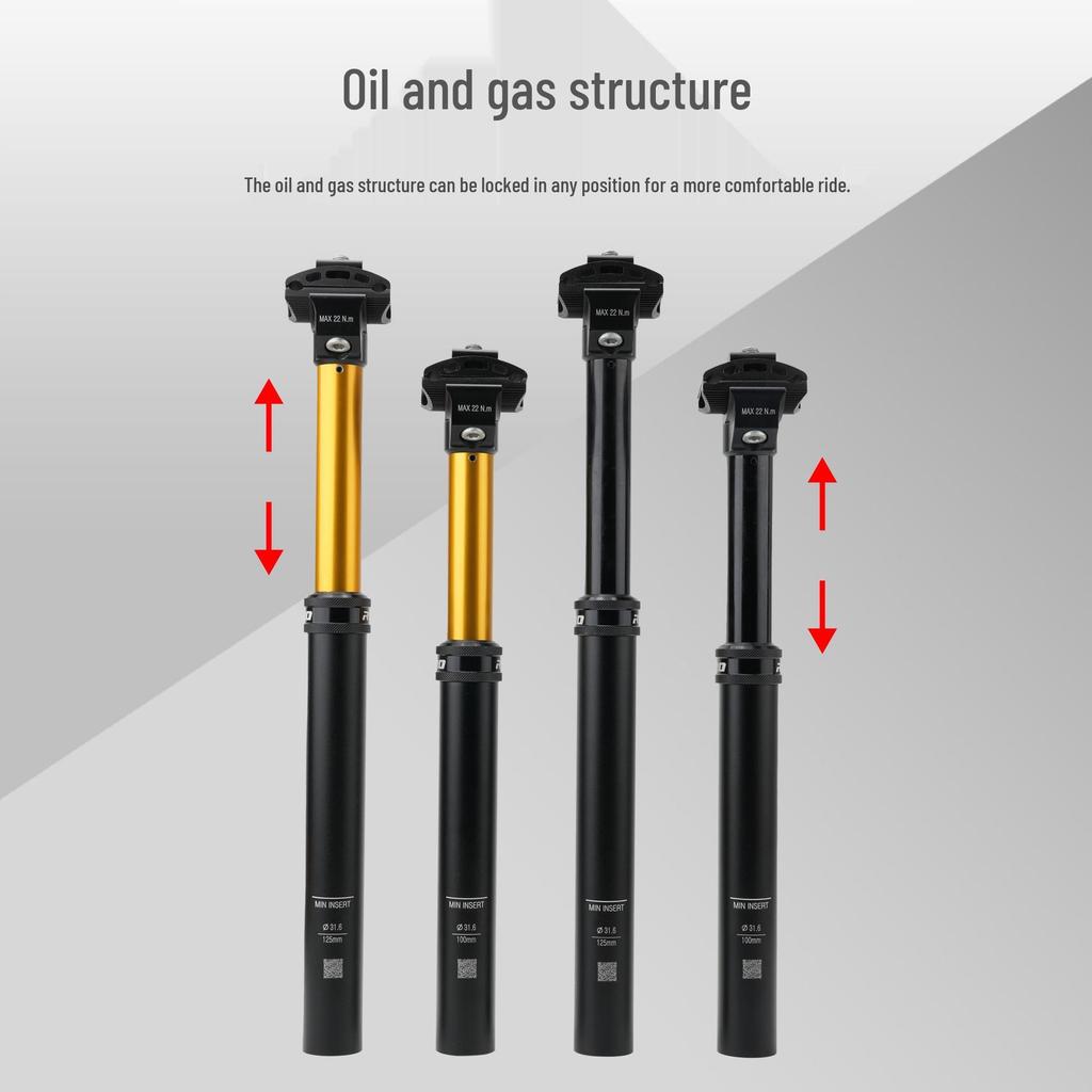 RIRO Adjustable Aluminum Alloy Dropper Seatpost for Cycling