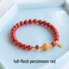 Red Agate & Amber Beaded Bracelet with Ruby Four-Leaf Clover for Women