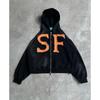 European and American Trendy Brand Fashion Jacket Letter Embroidered Oversized Hoodie Men Y2k Harajuku Retro Zipper Sweatshirt
