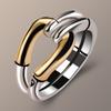 Anillos de pareja creativos de dos tonos chapados en oro con juntas de bambú estilo Bedi para hombres y mujeres