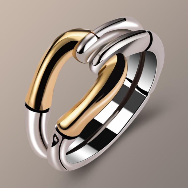 Mary Bedi style bamboo joint creative two-tone gold-plated couple rings for men and women no. 6