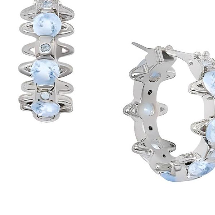 Vivienne Westwood Warwick Saturn Ring Earrings Women earrings Brass Blue Silver 6203007T-02P518