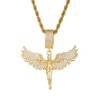 European 3D Diamond Angel Wing Pendant Unisex Hip Hop Sweater Chain