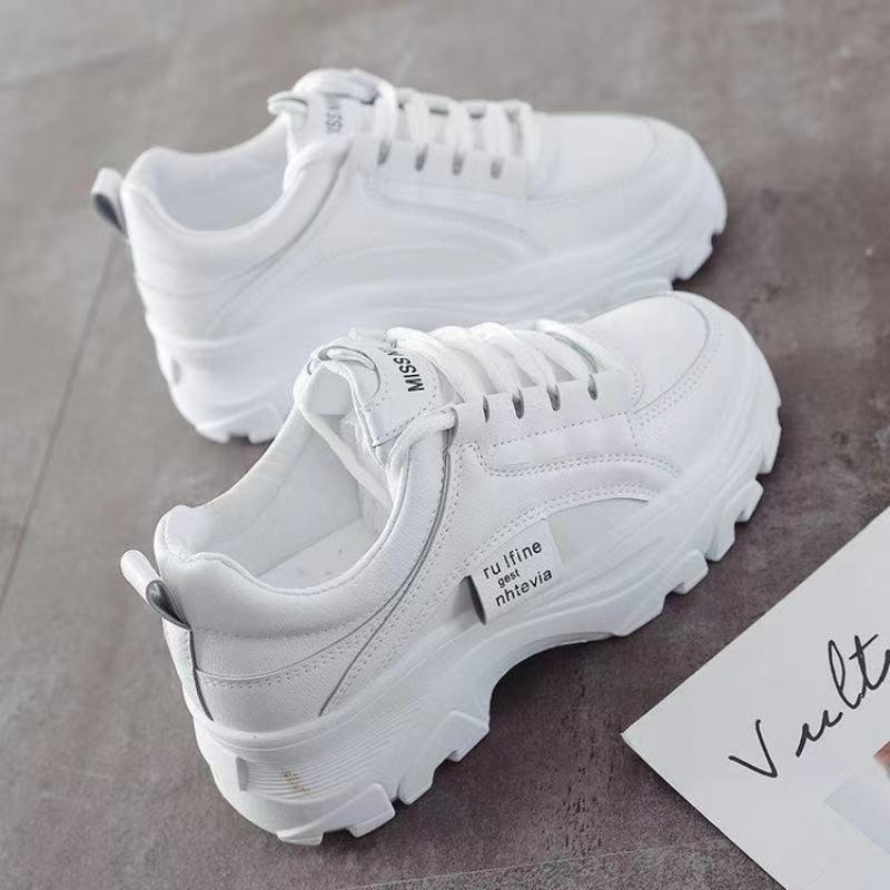 Muffin shoes spring new fashion solid color sports little white shoes thick sole heightening casual women's shoes