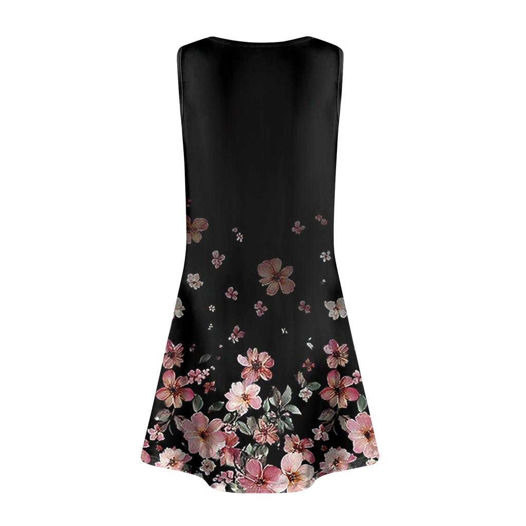 Womens Summer Dresses Loose V Neck Sleeveless Sundresses Dress With Pockets