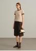 Autumn/Winter Women's Color Block Edge Round Neck Short Sleeve Wool Sweater - Breathable Knitwear Base Layer