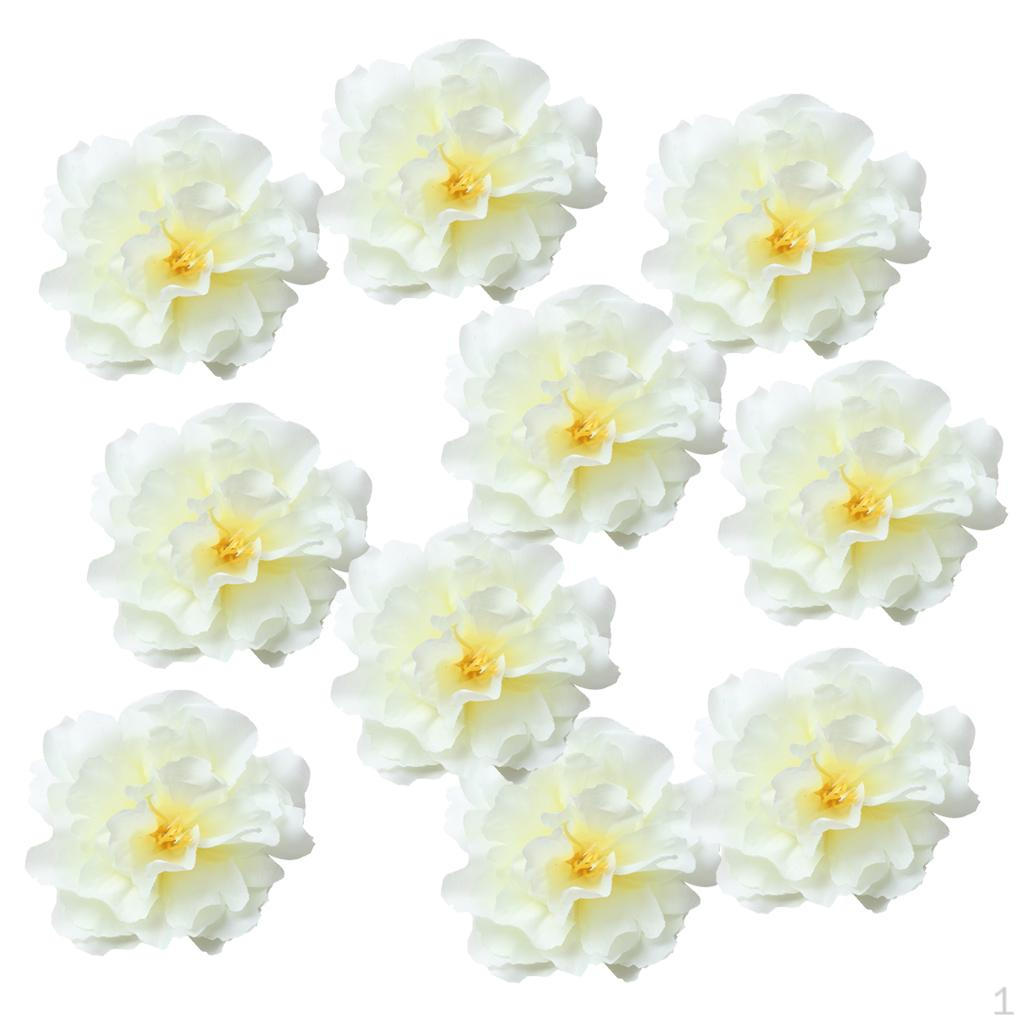 10 Pcs 9 Cm Artificial Silk Peony Heads Simulation Flowers for DIY Headwear Decor