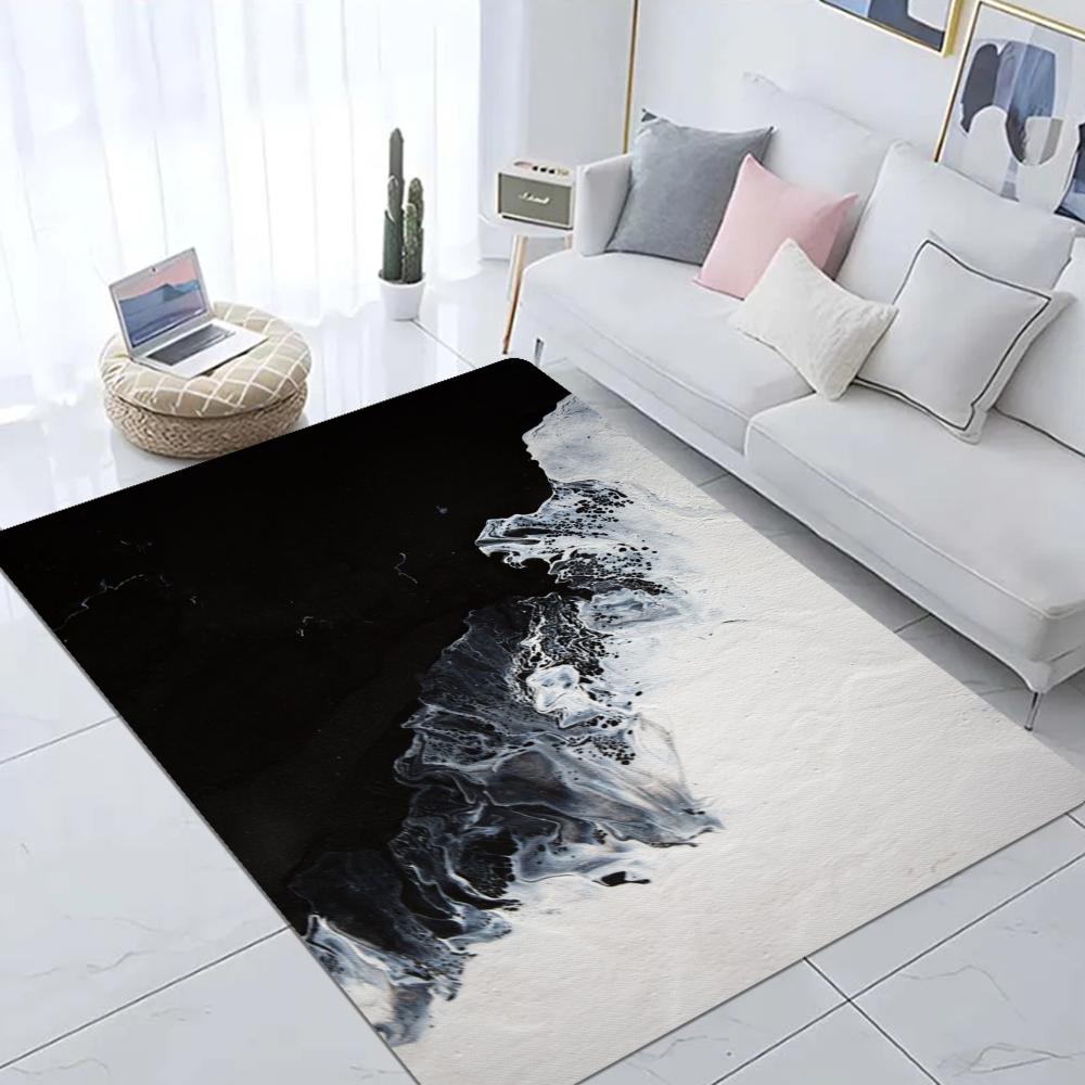 Black and White Abstract Painting Floor Mat Hallway Carpet Retro Multiple Choice Living Room Kitchen Rug Non-Slip Welcome Rug