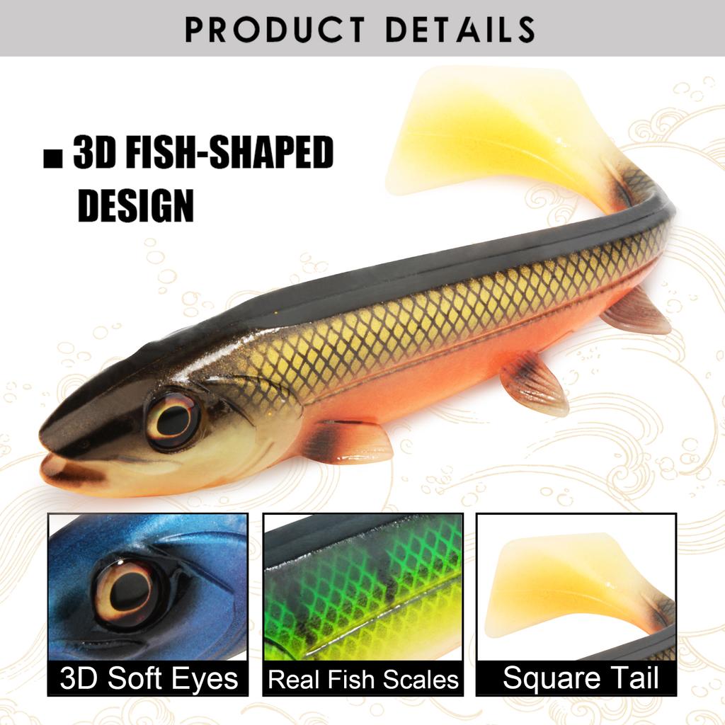 Spinpoler Bombshad Τετράγωνη Ουρά Swimbait Shad Πεσκέτα για Πίκα 14cm 18cm Εκτύπωση Σιλικόνη Τεχνητό Για Μεγάλη Αλιεία Θαλάσσης Wobbler