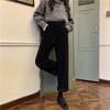 Women's Winter Vintage Corduroy Suit Wide-Leg Pants Solid Color Mid-Rise Simple Straight-Leg Pants