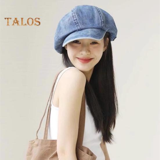 Ladies Octagonal Hat Baggy Retro Cowboy Solid Color Lightweight Long Brim Breathable Sun Protection Anti-UV Photo Prop Painter Hat Summer Beret