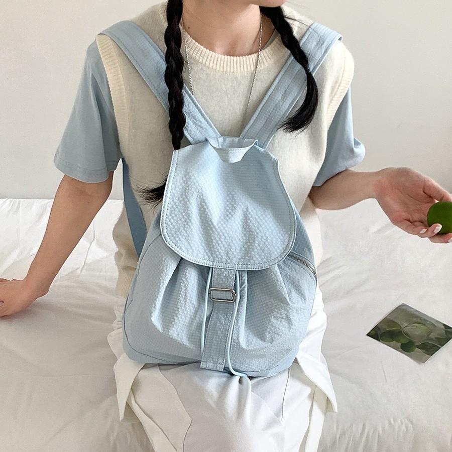 Summer Korean Version New Plaid Niche Nylon Backpack for Women's Artistic Leisure Travel Lightweight Student Backpack