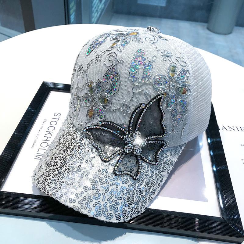 Neue sonnenhut kinder sommer mesh diamant schmetterling baseball kappe mode sonnenschutz sonne kappe