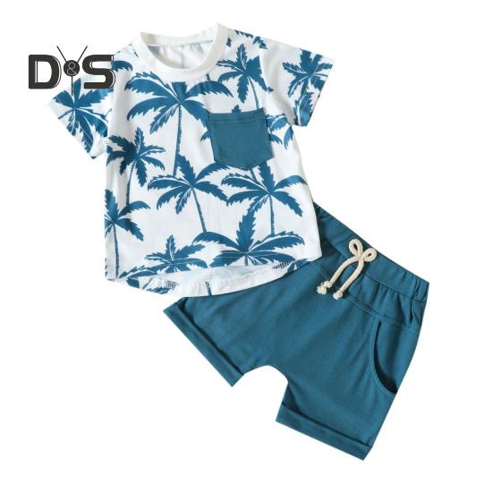 

Футболки с принтом дерева для мальчиков и шорты с эластичной резинкой на талии, комплект из 2 предметов, модная одежда для младенцев, летняя одежда для детей от 0 до 24 месяцев, реквизит для фотосъемки младенцев 70cm синий