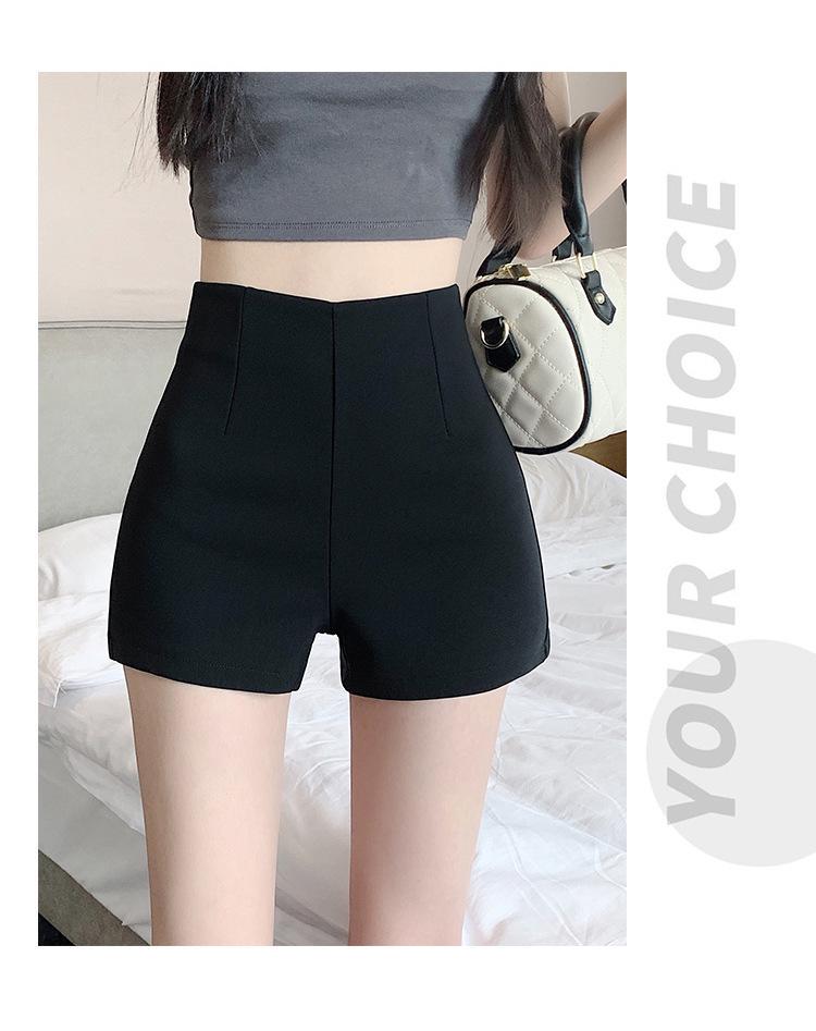 Women's High-Waist White A-Line Summer Shorts - Anti-Exposure, Slim Fit Hot Pants